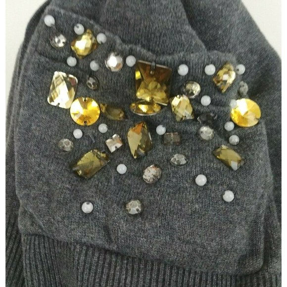 Apt.9 Womens Gray Button Up Cardigan With Rhinestone Embellished Pockets Size XL - Picture 4 of 6